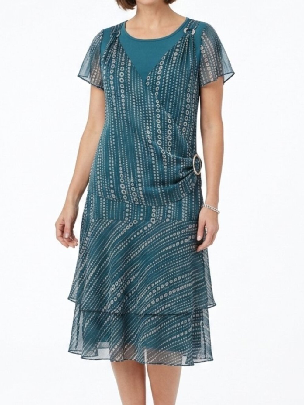 UEL 2 Piece Chiffon/Stretch Knit Top/Skirt Set NEW- Sz. 8